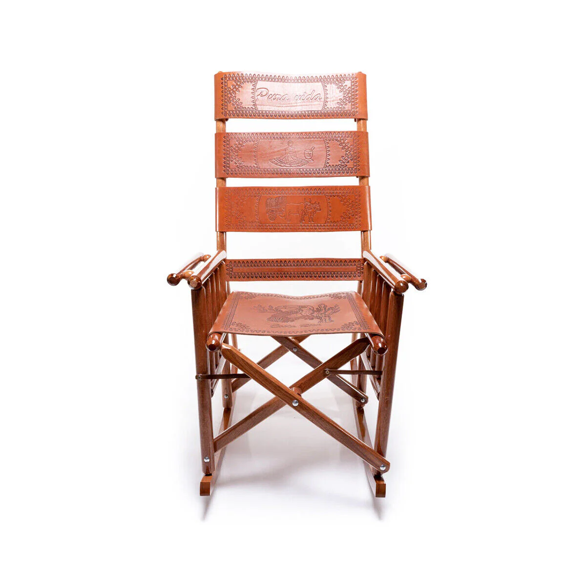 Marketplace Costa Rican Rocking Chair - Leather - Royal Mahogany Wood (Pura Vida)