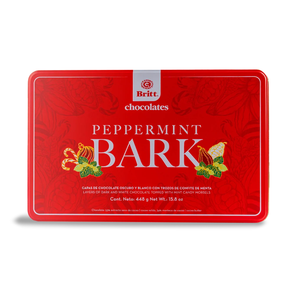 PEPPERMINT BARK CHOCOLATE WITH CANISTER